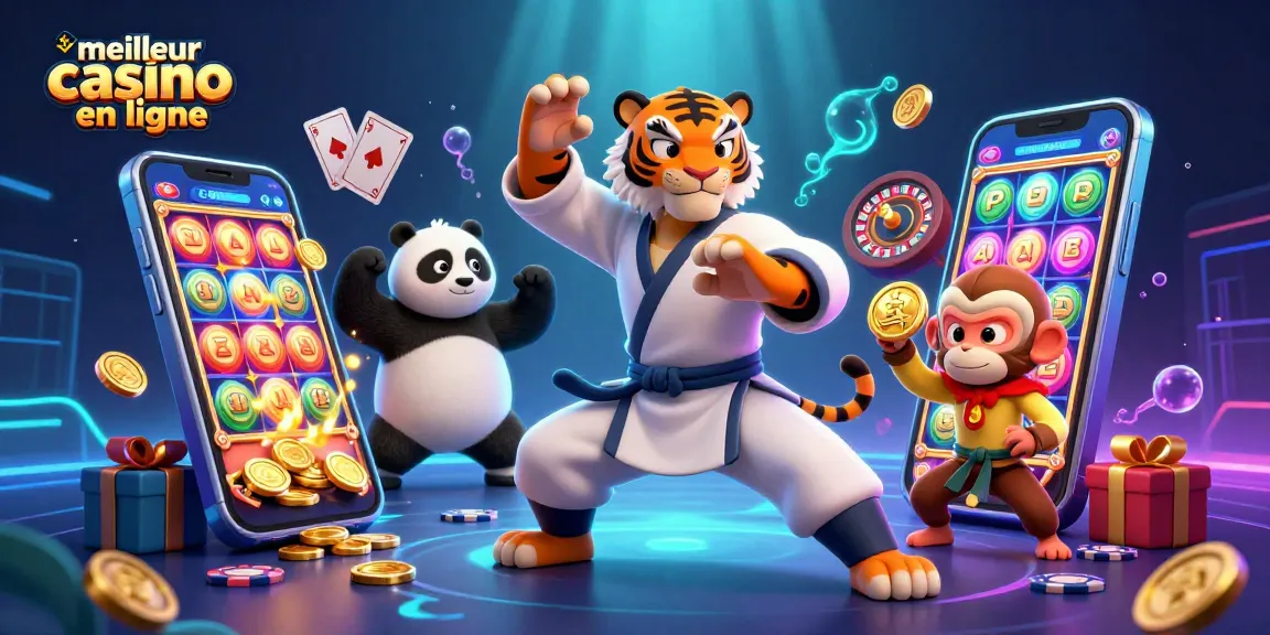 Développez vos compétences au meilleur casino en ligne avec un tigre maître kung-fu et ses élèves.