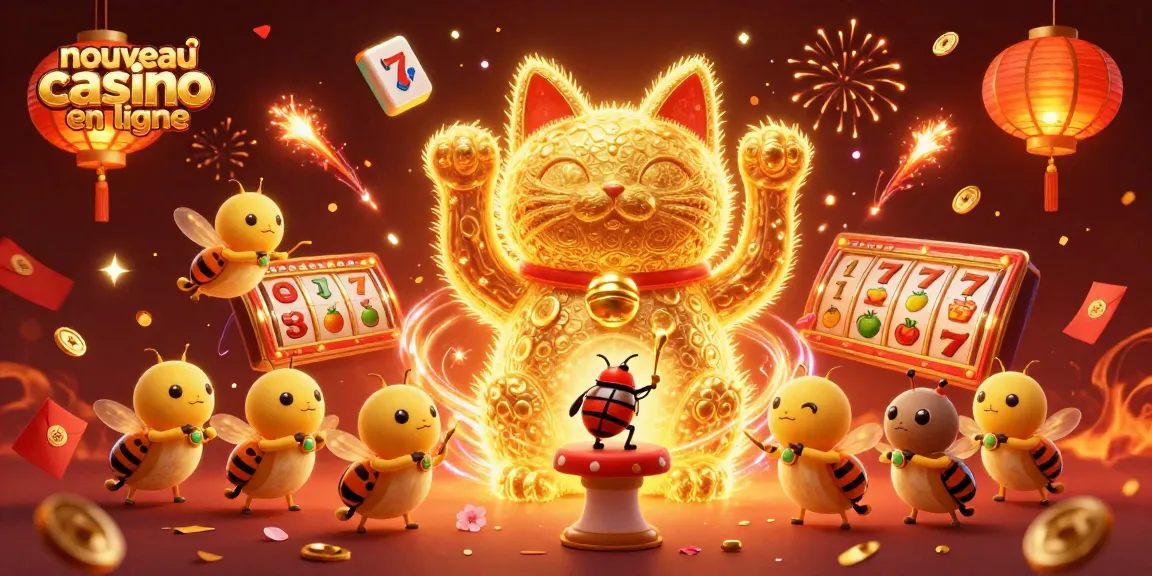 Venez découvrir le nouveau casino en ligne avec cette illustration dynamique de symbole de jeu et lumière.