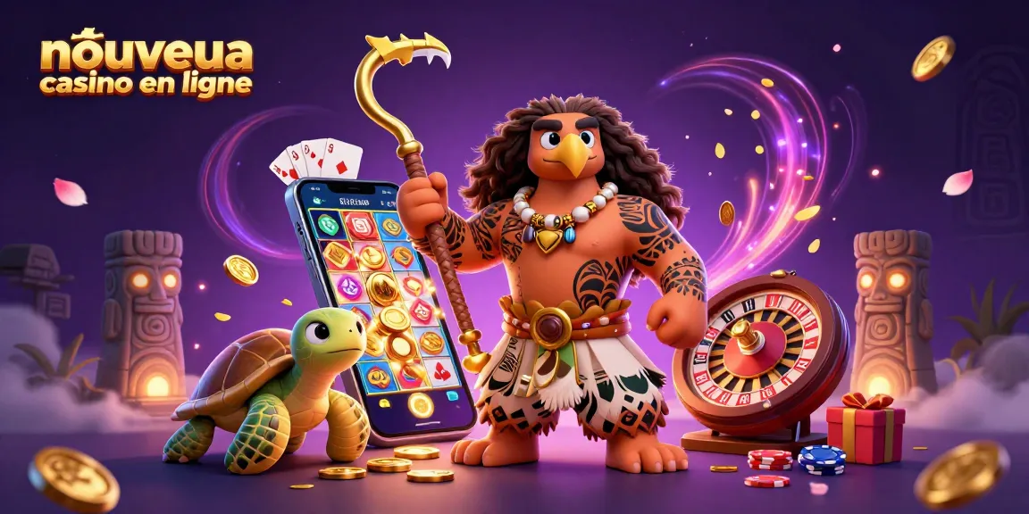 Découvrez un nouveau casino en ligne avec des personnages animés et des jeux vibrants en arrière-plan.