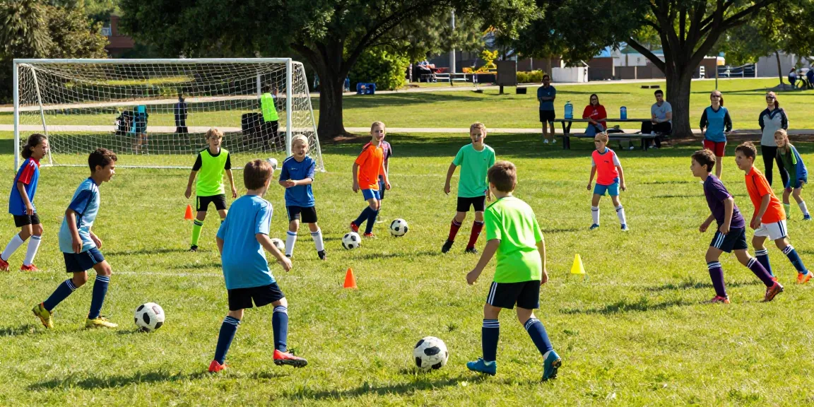 Kids enjoying a lively soccer match in the park; see more details in community sports engagement.